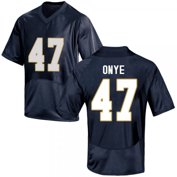 Jason Onye Notre Dame Fighting Irish NCAA Men's #47 Navy Blue Replica College Stitched Football Jersey XON5255KP